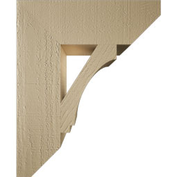 Ekena Millwork - BKTUR055X18X22IMP06RCPR - Timberthane Faux Wood Imperial Style Bracket, Slat Ends, 5 1/2"W x 18"D x 22"H, Primed Tan