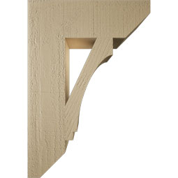 Ekena Millwork - BKTUR055X18X26IMP06RCPR - Timberthane Faux Wood Imperial Style Bracket, Slat Ends, 5 1/2"W x 18"D x 26"H, Primed Tan