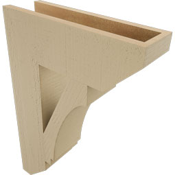 Ekena Millwork - BKTUR055X18X26IMP06RCPR - Timberthane Faux Wood Imperial Style Bracket, Slat Ends, 5 1/2"W x 18"D x 26"H, Primed Tan