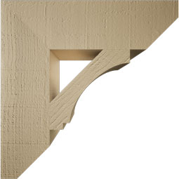 Ekena Millwork - BKTUR055X20X20IMP06RCPR - Timberthane Faux Wood Imperial Style Bracket, Slat Ends, 5 1/2"W x 20"D x 20"H, Primed Tan