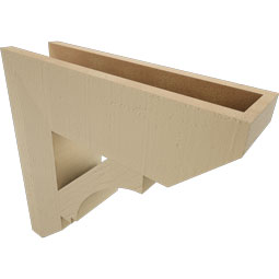 Ekena Millwork - BKTUR055X20X20IMP06RCPR - Timberthane Faux Wood Imperial Style Bracket, Slat Ends, 5 1/2"W x 20"D x 20"H, Primed Tan