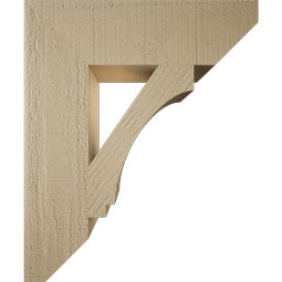Ekena Millwork - BKTUR055X20X24IMP06RCPR - Timberthane Faux Wood Imperial Style Bracket, Slat Ends, 5 1/2"W x 20"D x 24"H, Primed Tan