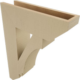 Ekena Millwork - BKTUR055X20X28IMP06RCPR - Timberthane Faux Wood Imperial Style Bracket, Slat Ends, 5 1/2"W x 20"D x 28"H, Primed Tan
