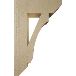Ekena Millwork - BKTUR055X20X32IMP06RCPR - Timberthane Faux Wood Imperial Style Bracket, Slat Ends, 5 1/2"W x 20"D x 32"H, Primed Tan