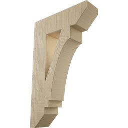 Ekena Millwork - BKTUR055X20X32IMP06RCPR - Timberthane Faux Wood Imperial Style Bracket, Slat Ends, 5 1/2"W x 20"D x 32"H, Primed Tan