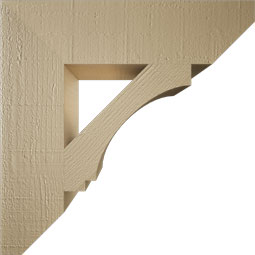 Ekena Millwork - BKTUR055X22X22IMP06RCPR - Timberthane Faux Wood Imperial Style Bracket, Slat Ends, 5 1/2"W x 22"D x 22"H, Primed Tan