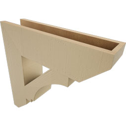 Ekena Millwork - BKTUR055X22X22IMP06RCPR - Timberthane Faux Wood Imperial Style Bracket, Slat Ends, 5 1/2"W x 22"D x 22"H, Primed Tan