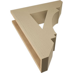 Ekena Millwork - BKTUR055X22X26IMP06RCPR - Timberthane Faux Wood Imperial Style Bracket, Slat Ends, 5 1/2"W x 22"D x 26"H, Primed Tan