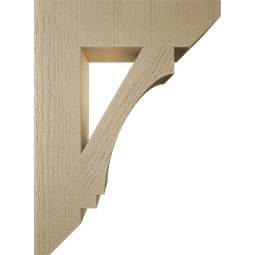 Ekena Millwork - BKTUR055X22X30IMP06RCPR - Timberthane Faux Wood Imperial Style Bracket, Slat Ends, 5 1/2"W x 22"D x 30"H, Primed Tan