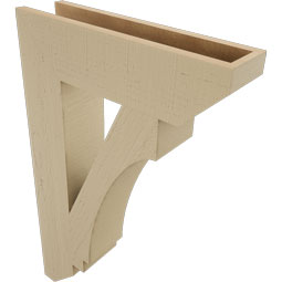 Ekena Millwork - BKTUR055X22X34IMP06RCPR - Timberthane Faux Wood Imperial Style Bracket, Slat Ends, 5 1/2"W x 22"D x 34"H, Primed Tan