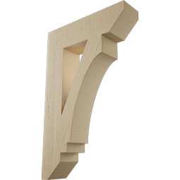 Ekena Millwork - BKTUR055X22X34IMP06RCPR - Timberthane Faux Wood Imperial Style Bracket, Slat Ends, 5 1/2"W x 22"D x 34"H, Primed Tan