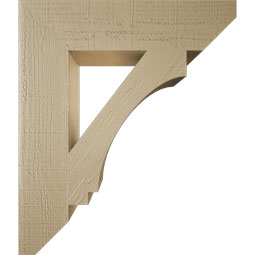 Ekena Millwork - BKTUR055X24X28IMP06RCPR - Timberthane Faux Wood Imperial Style Bracket, Slat Ends, 5 1/2"W x 24"D x 28"H, Primed Tan
