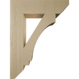 Ekena Millwork - BKTUR055X24X32IMP06RCPR - Timberthane Faux Wood Imperial Style Bracket, Slat Ends, 5 1/2"W x 24"D x 32"H, Primed Tan