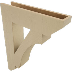 Ekena Millwork - BKTUR055X24X32IMP06RCPR - Timberthane Faux Wood Imperial Style Bracket, Slat Ends, 5 1/2"W x 24"D x 32"H, Primed Tan