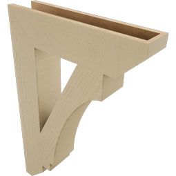 Ekena Millwork - BKTUR055X24X36IMP06RCPR - Timberthane Faux Wood Imperial Style Bracket, Slat Ends, 5 1/2"W x 24"D x 36"H, Primed Tan