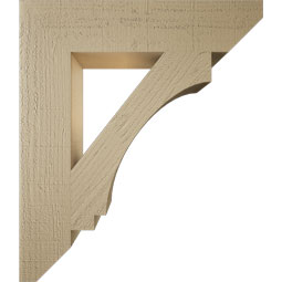 Ekena Millwork - BKTUR055X26X30IMP06RCPR - Timberthane Faux Wood Imperial Style Bracket, Slat Ends, 5 1/2"W x 26"D x 30"H, Primed Tan
