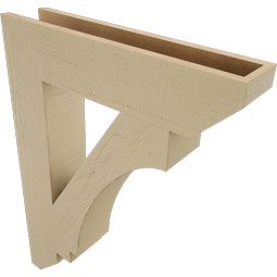 Ekena Millwork - BKTUR055X26X34IMP06RCPR - Timberthane Faux Wood Imperial Style Bracket, Slat Ends, 5 1/2"W x 26"D x 34"H, Primed Tan