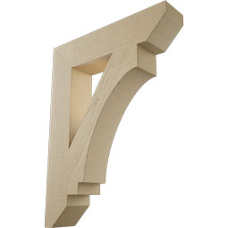 Ekena Millwork - BKTUR055X26X34IMP06RCPR - Timberthane Faux Wood Imperial Style Bracket, Slat Ends, 5 1/2"W x 26"D x 34"H, Primed Tan