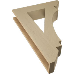 Ekena Millwork - BKTUR055X26X38IMP06RCPR - Timberthane Faux Wood Imperial Style Bracket, Slat Ends, 5 1/2"W x 26"D x 38"H, Primed Tan