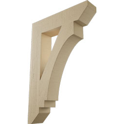 Ekena Millwork - BKTUR055X26X38IMP06RCPR - Timberthane Faux Wood Imperial Style Bracket, Slat Ends, 5 1/2"W x 26"D x 38"H, Primed Tan