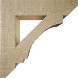 Ekena Millwork - BKTUR055X28X28IMP06RCPR - Timberthane Faux Wood Imperial Style Bracket, Slat Ends, 5 1/2"W x 28"D x 28"H, Primed Tan