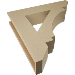 Ekena Millwork - BKTUR055X28X28IMP06RCPR - Timberthane Faux Wood Imperial Style Bracket, Slat Ends, 5 1/2"W x 28"D x 28"H, Primed Tan