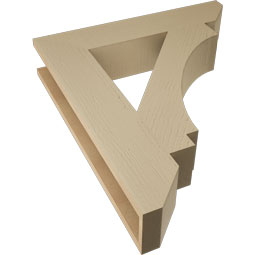 Ekena Millwork - BKTUR055X28X32IMP06RCPR - Timberthane Faux Wood Imperial Style Bracket, Slat Ends, 5 1/2"W x 28"D x 32"H, Primed Tan