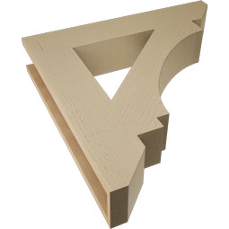 Ekena Millwork - BKTUR055X30X30IMP06RCPR - Timberthane Faux Wood Imperial Style Bracket, Slat Ends, 5 1/2"W x 30"D x 30"H, Primed Tan