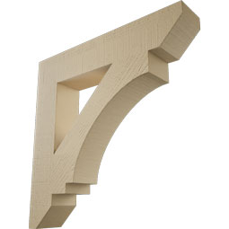 Ekena Millwork - BKTUR055X30X30IMP06RCPR - Timberthane Faux Wood Imperial Style Bracket, Slat Ends, 5 1/2"W x 30"D x 30"H, Primed Tan