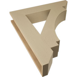 Ekena Millwork - BKTUR055X30X34IMP06RCPR - Timberthane Faux Wood Imperial Style Bracket, Slat Ends, 5 1/2"W x 30"D x 34"H, Primed Tan