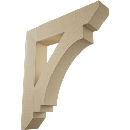 Ekena Millwork - BKTUR055X30X34IMP06RCPR - Timberthane Faux Wood Imperial Style Bracket, Slat Ends, 5 1/2"W x 30"D x 34"H, Primed Tan