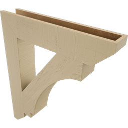 Ekena Millwork - BKTUR055X30X36IMP06RCPR - Timberthane Faux Wood Imperial Style Bracket, Slat Ends, 5 1/2"W x 30"D x 36"H, Primed Tan