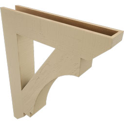 Ekena Millwork - BKTUR055X30X38IMP06RCPR - Timberthane Faux Wood Imperial Style Bracket, Slat Ends, 5 1/2"W x 30"D x 38"H, Primed Tan