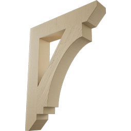 Ekena Millwork - BKTUR055X30X38IMP06RCPR - Timberthane Faux Wood Imperial Style Bracket, Slat Ends, 5 1/2"W x 30"D x 38"H, Primed Tan