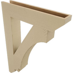 Ekena Millwork - BKTUR055X30X42IMP06RCPR - Timberthane Faux Wood Imperial Style Bracket, Slat Ends, 5 1/2"W x 30"D x 42"H, Primed Tan
