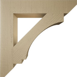 Ekena Millwork - BKTUR055X32X32IMP06RCPR - Timberthane Faux Wood Imperial Style Bracket, Slat Ends, 5 1/2"W x 32"D x 32"H, Primed Tan
