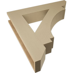 Ekena Millwork - BKTUR055X32X32IMP06RCPR - Timberthane Faux Wood Imperial Style Bracket, Slat Ends, 5 1/2"W x 32"D x 32"H, Primed Tan