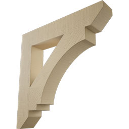 Ekena Millwork - BKTUR055X32X32IMP06RCPR - Timberthane Faux Wood Imperial Style Bracket, Slat Ends, 5 1/2"W x 32"D x 32"H, Primed Tan
