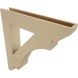 Ekena Millwork - BKTUR055X32X36IMP06RCPR - Timberthane Faux Wood Imperial Style Bracket, Slat Ends, 5 1/2"W x 32"D x 36"H, Primed Tan