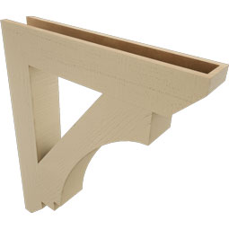 Ekena Millwork - BKTUR055X32X38IMP06RCPR - Timberthane Faux Wood Imperial Style Bracket, Slat Ends, 5 1/2"W x 32"D x 38"H, Primed Tan