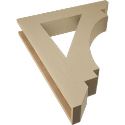 Ekena Millwork - BKTUR055X32X38IMP06RCPR - Timberthane Faux Wood Imperial Style Bracket, Slat Ends, 5 1/2"W x 32"D x 38"H, Primed Tan