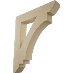 Ekena Millwork - BKTUR055X32X38IMP06RCPR - Timberthane Faux Wood Imperial Style Bracket, Slat Ends, 5 1/2"W x 32"D x 38"H, Primed Tan