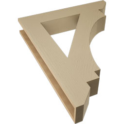 Ekena Millwork - BKTUR055X32X40IMP06RCPR - Timberthane Faux Wood Imperial Style Bracket, Slat Ends, 5 1/2"W x 32"D x 40"H, Primed Tan