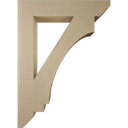 Ekena Millwork - BKTUR055X32X44IMP06RCPR - Timberthane Faux Wood Imperial Style Bracket, Slat Ends, 5 1/2"W x 32"D x 44"H, Primed Tan