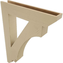 Ekena Millwork - BKTUR055X32X44IMP06RCPR - Timberthane Faux Wood Imperial Style Bracket, Slat Ends, 5 1/2"W x 32"D x 44"H, Primed Tan