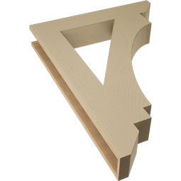 Ekena Millwork - BKTUR055X32X44IMP06RCPR - Timberthane Faux Wood Imperial Style Bracket, Slat Ends, 5 1/2"W x 32"D x 44"H, Primed Tan