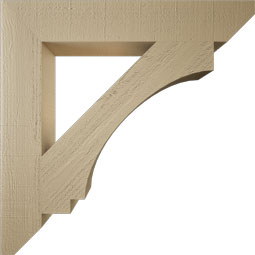Ekena Millwork - BKTUR055X34X34IMP06RCPR - Timberthane Faux Wood Imperial Style Bracket, Slat Ends, 5 1/2"W x 34"D x 34"H, Primed Tan