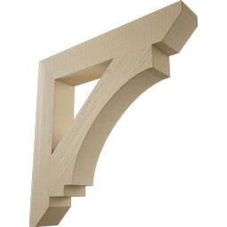 Ekena Millwork - BKTUR055X34X34IMP06RCPR - Timberthane Faux Wood Imperial Style Bracket, Slat Ends, 5 1/2"W x 34"D x 34"H, Primed Tan