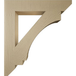 Ekena Millwork - BKTUR055X34X38IMP06RCPR - Timberthane Faux Wood Imperial Style Bracket, Slat Ends, 5 1/2"W x 34"D x 38"H, Primed Tan