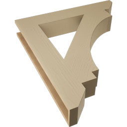 Ekena Millwork - BKTUR055X34X38IMP06RCPR - Timberthane Faux Wood Imperial Style Bracket, Slat Ends, 5 1/2"W x 34"D x 38"H, Primed Tan